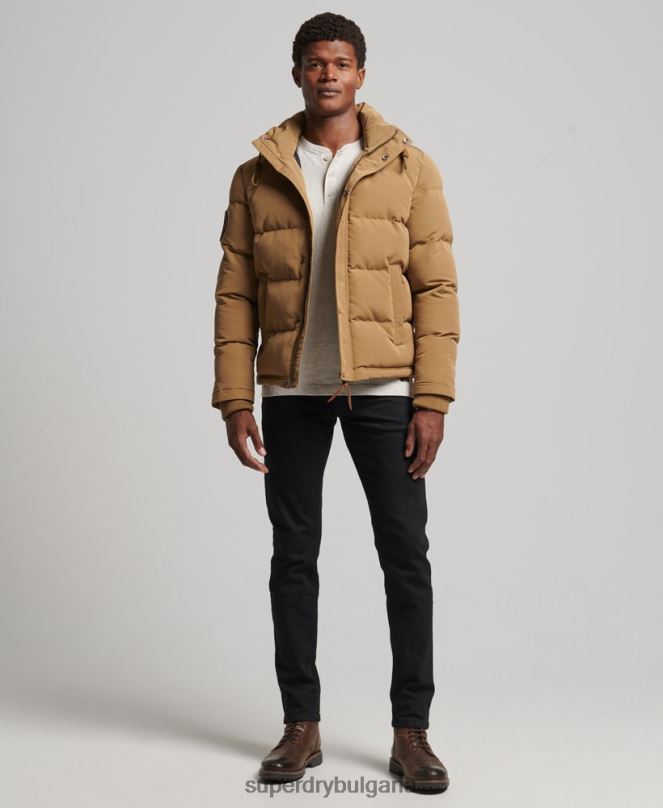 Superdry облекло N00H1093 кафяво мъже пухено яке everest с качулка