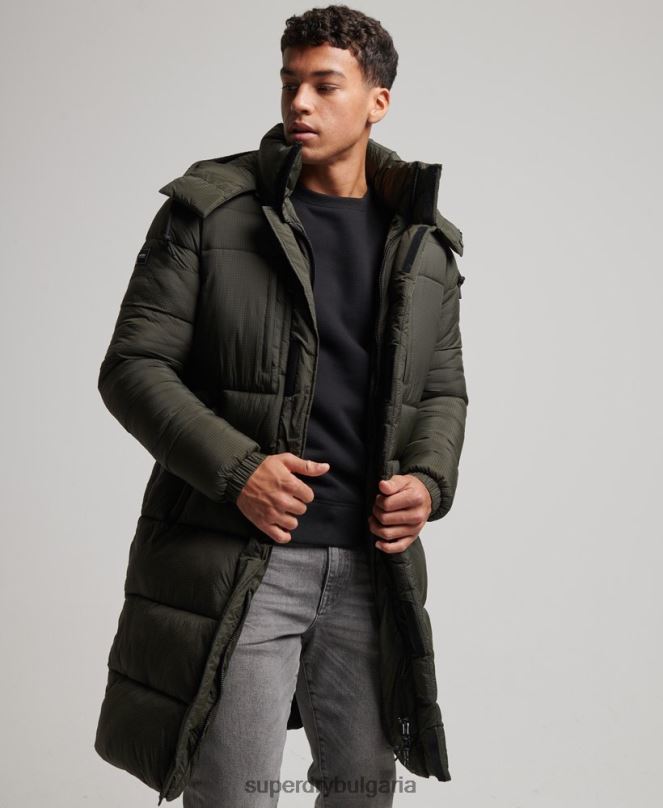 Superdry облекло N00H1099 зелено мъже пухено яке с парагади ripstop