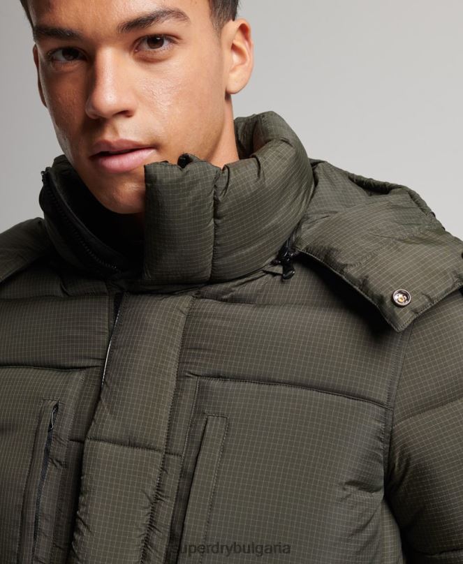 Superdry облекло N00H1099 зелено мъже пухено яке с парагади ripstop