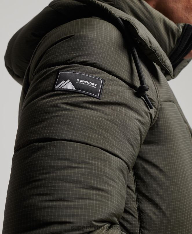 Superdry облекло N00H1099 зелено мъже пухено яке с парагади ripstop