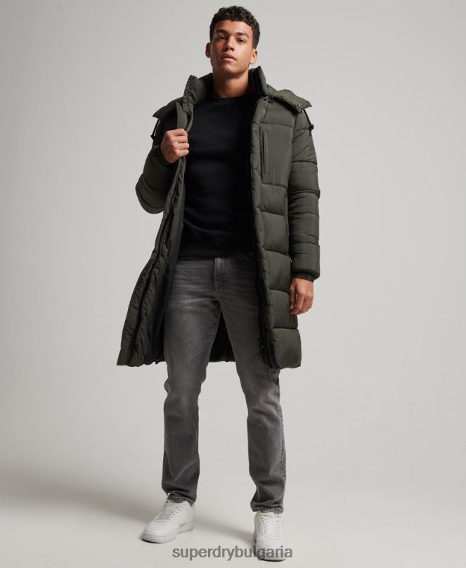 Superdry облекло N00H1099 зелено мъже пухено яке с парагади ripstop