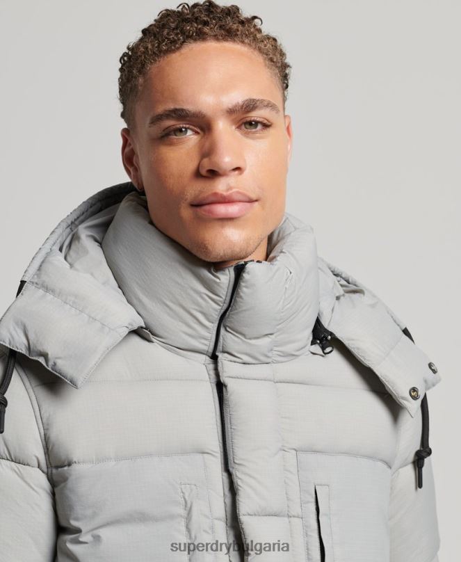 Superdry облекло N00H1100 светло сив мъже пухено яке с парагади ripstop