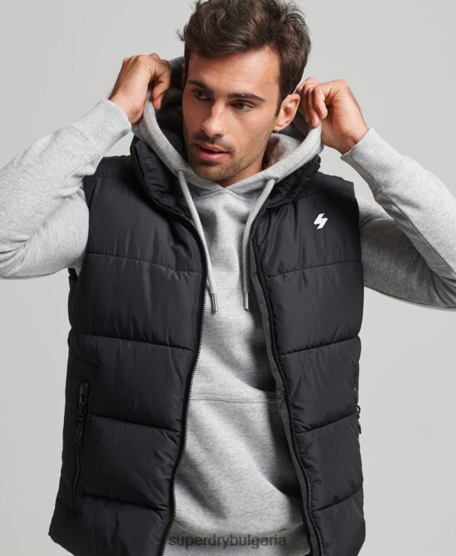 Superdry облекло N00H1102 черен мъже спортна жилетка без качулка
