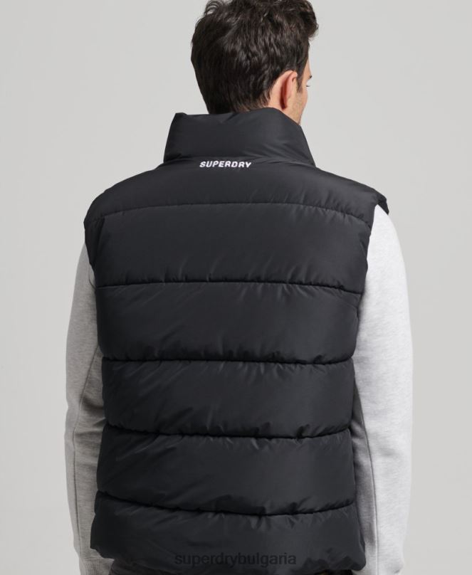 Superdry облекло N00H1102 черен мъже спортна жилетка без качулка