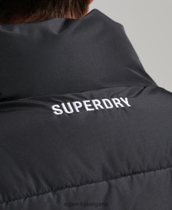 Superdry облекло N00H1102 черен мъже спортна жилетка без качулка