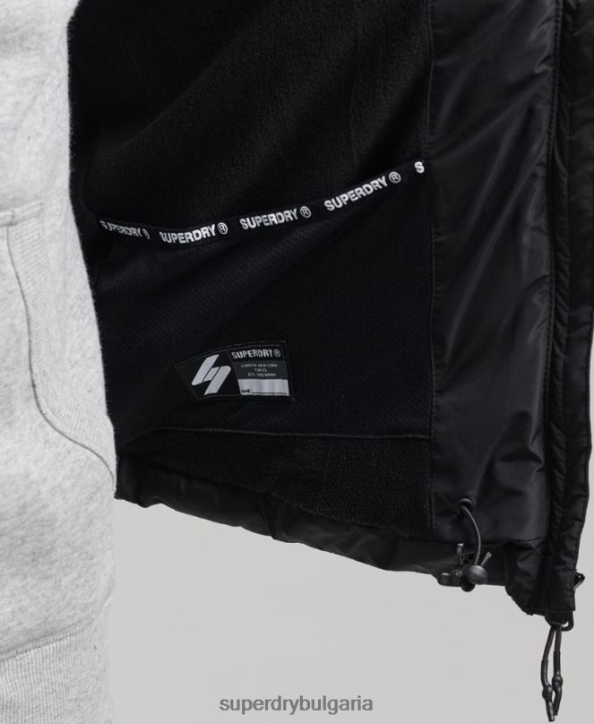 Superdry облекло N00H1102 черен мъже спортна жилетка без качулка