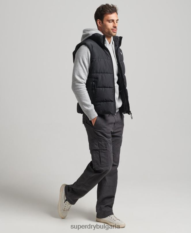 Superdry облекло N00H1102 черен мъже спортна жилетка без качулка
