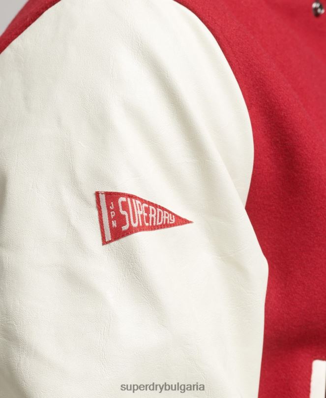 Superdry облекло N00H1105 червен мъже бомбър яке от колежански университет