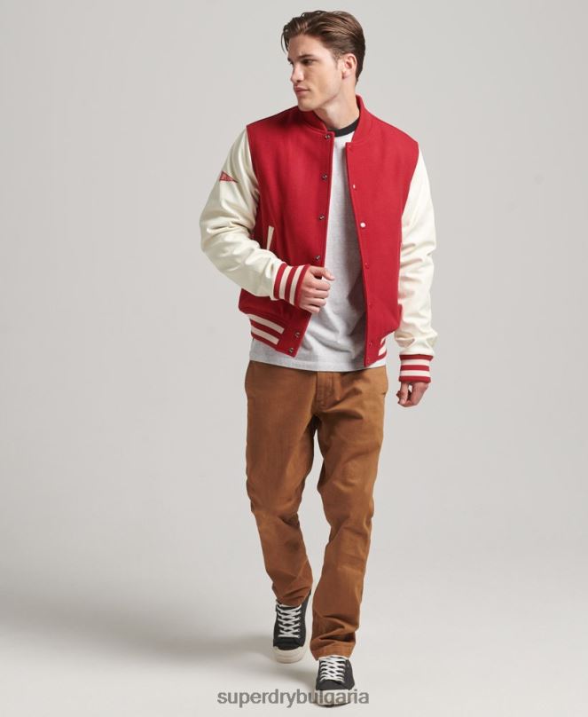 Superdry облекло N00H1105 червен мъже бомбър яке от колежански университет
