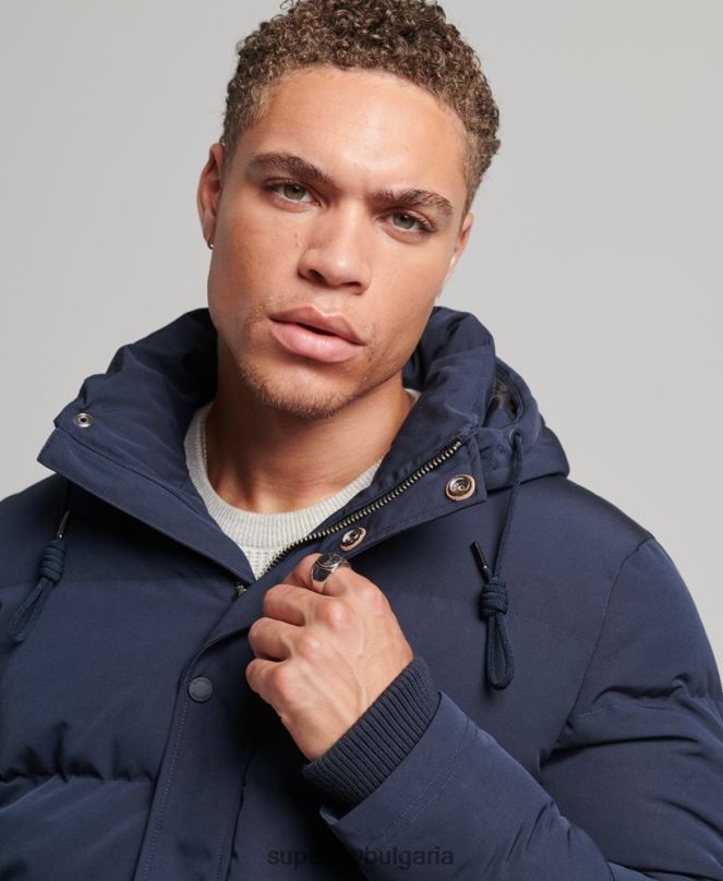 Superdry облекло N00H1106 военноморски флот мъже пухено яке everest с качулка