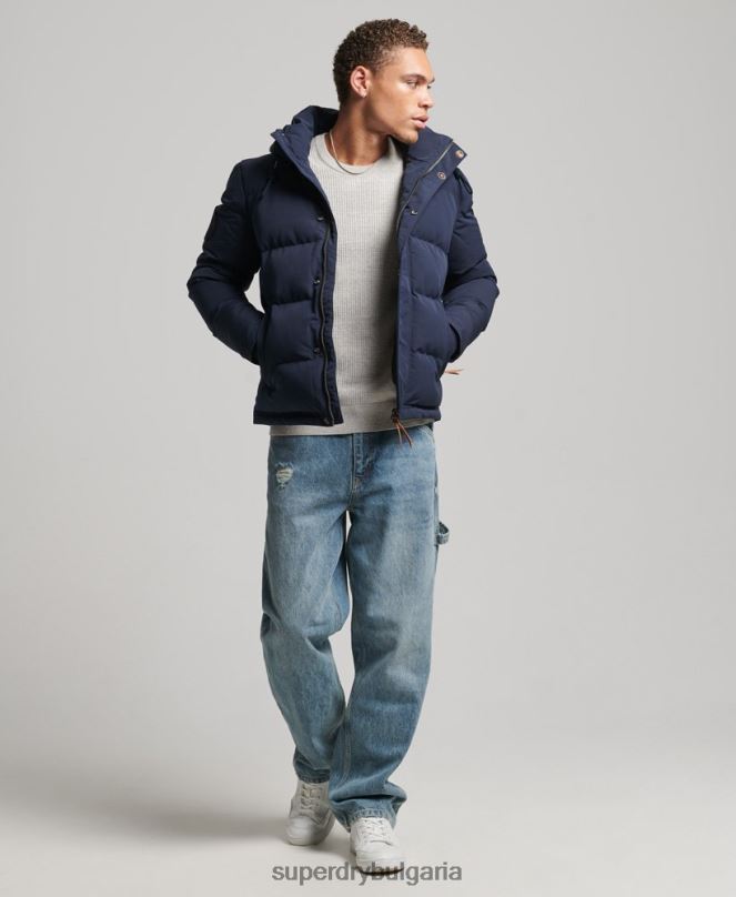 Superdry облекло N00H1106 военноморски флот мъже пухено яке everest с качулка