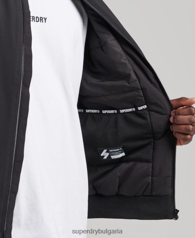 Superdry облекло N00H1109 черен мъже кодово тренировъчно яке харингтън