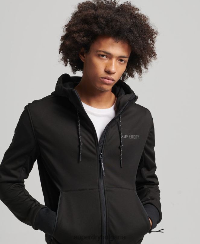 Superdry облекло N00H1112 черен мъже технологично спортно яке от софт шел
