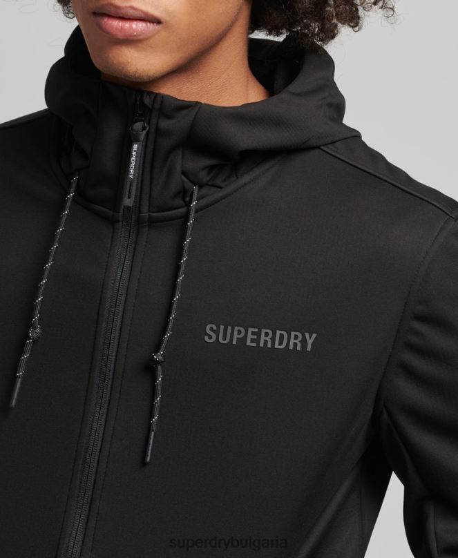 Superdry облекло N00H1112 черен мъже технологично спортно яке от софт шел