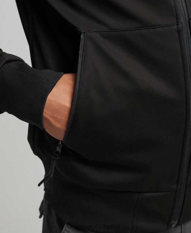 Superdry облекло N00H1112 черен мъже технологично спортно яке от софт шел