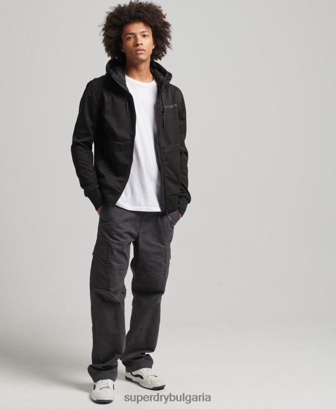 Superdry облекло N00H1112 черен мъже технологично спортно яке от софт шел