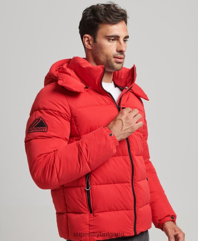 Superdry облекло N00H1115 червен мъже микрофибърно планинско пухено яке