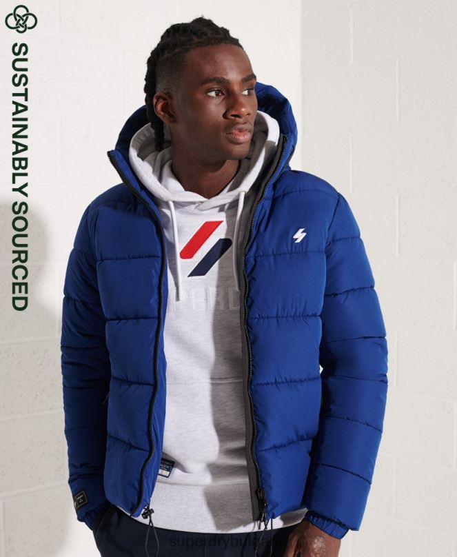 Superdry облекло N00H1118 военноморски флот мъже спортно пухено яке с качулка