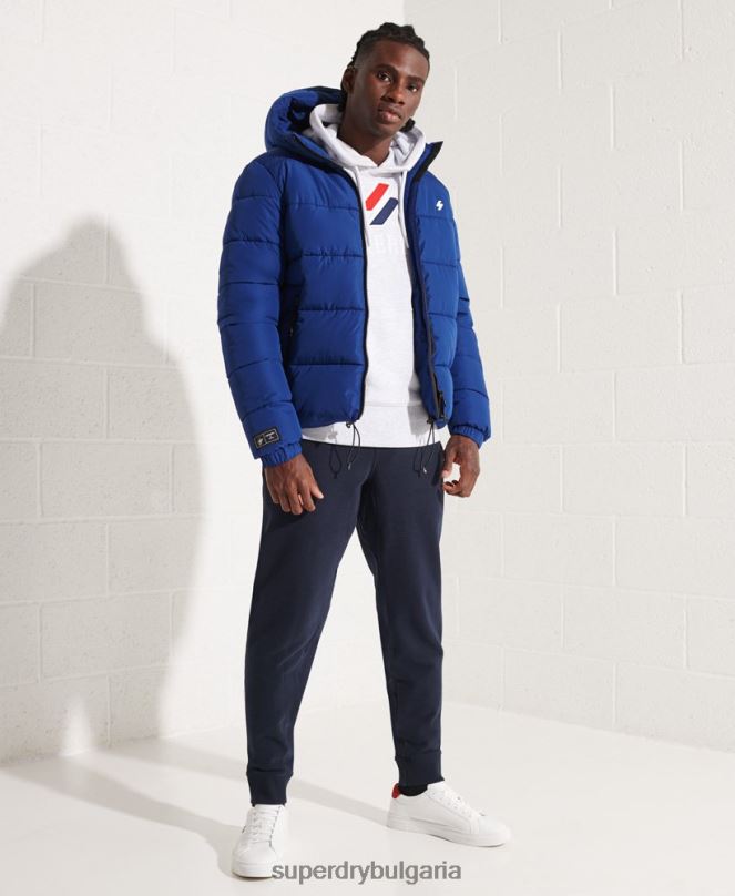 Superdry облекло N00H1118 военноморски флот мъже спортно пухено яке с качулка