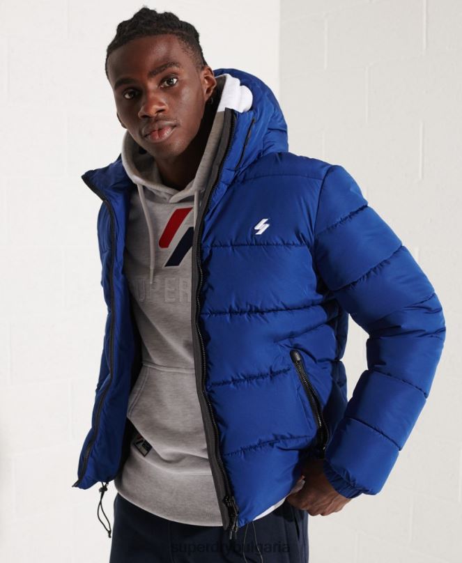 Superdry облекло N00H1118 военноморски флот мъже спортно пухено яке с качулка