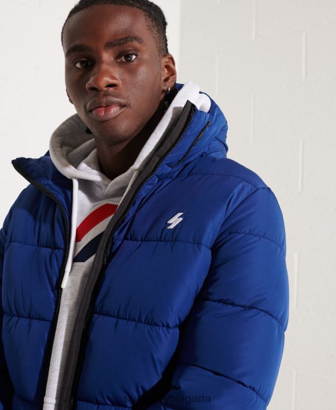 Superdry облекло N00H1118 военноморски флот мъже спортно пухено яке с качулка