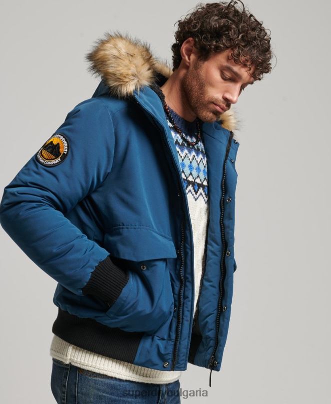 Superdry облекло N00H1121 светло синьо мъже бомбър яке Everest
