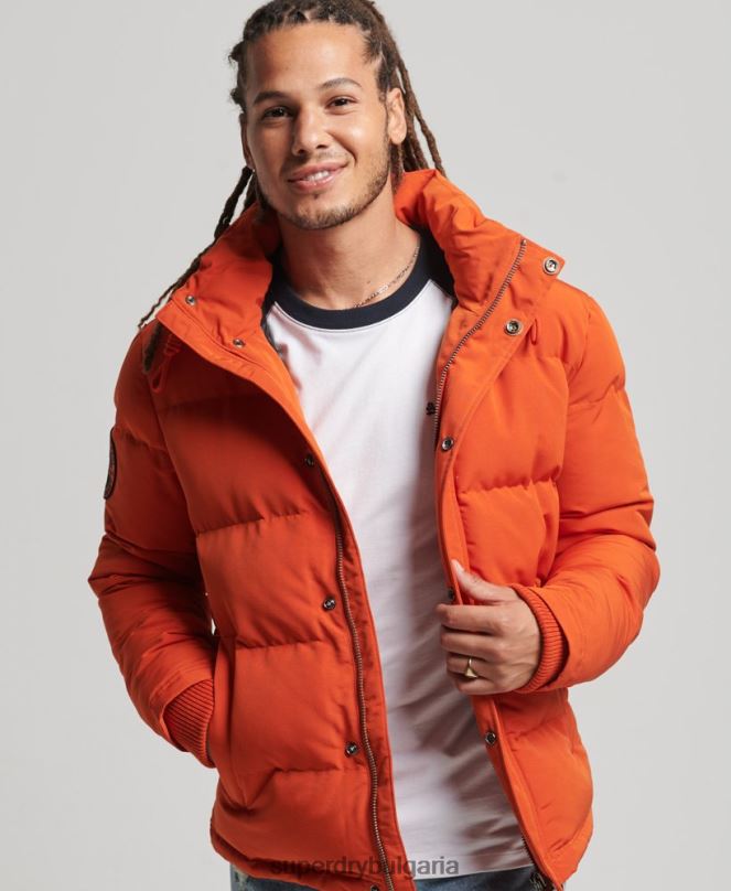 Superdry облекло N00H1122 оранжево мъже пухено яке everest с качулка