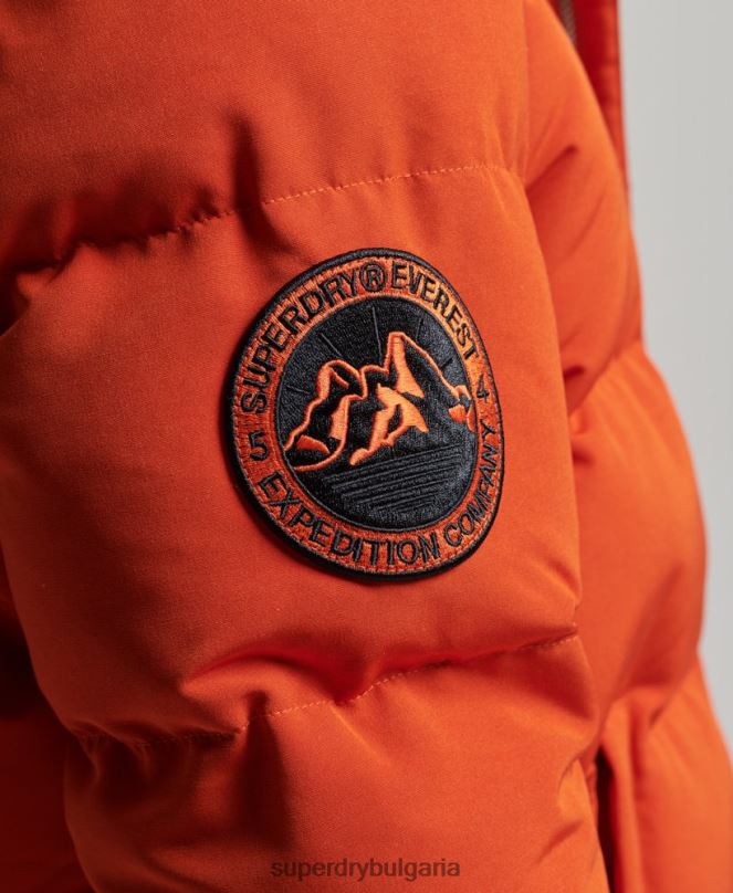 Superdry облекло N00H1122 оранжево мъже пухено яке everest с качулка