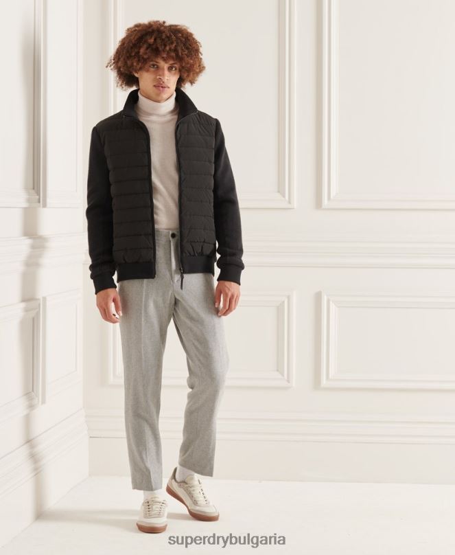Superdry облекло N00H1125 черен мъже studios подплатено трикотажно яке