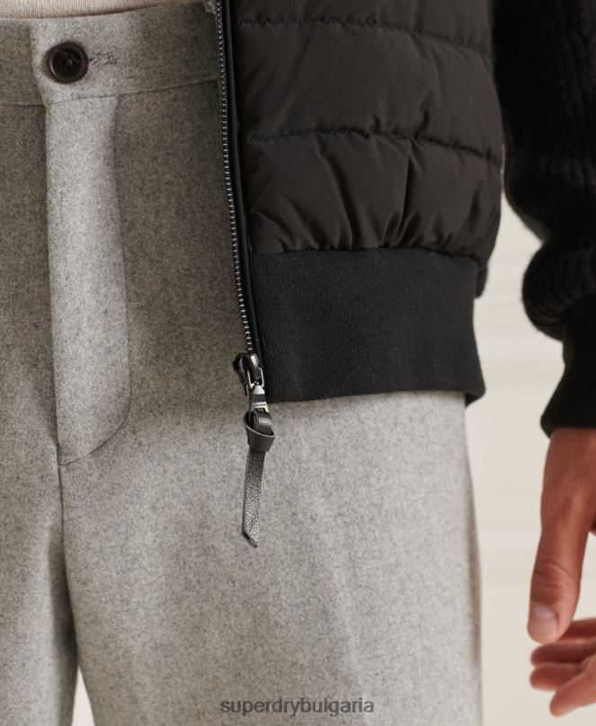 Superdry облекло N00H1125 черен мъже studios подплатено трикотажно яке