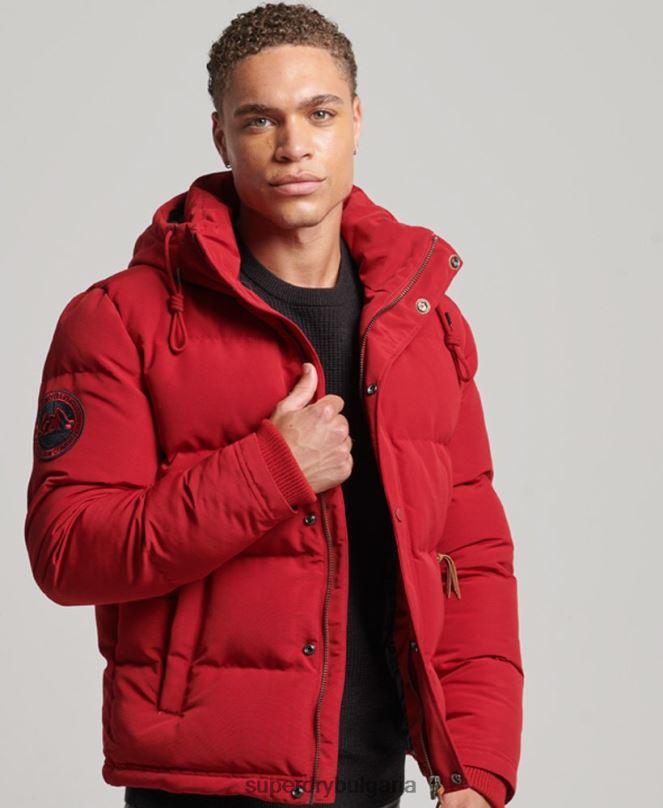 Superdry облекло N00H1135 червен мъже пухено яке everest с качулка