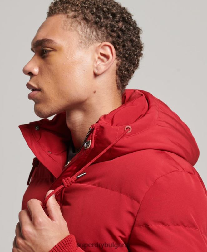 Superdry облекло N00H1135 червен мъже пухено яке everest с качулка