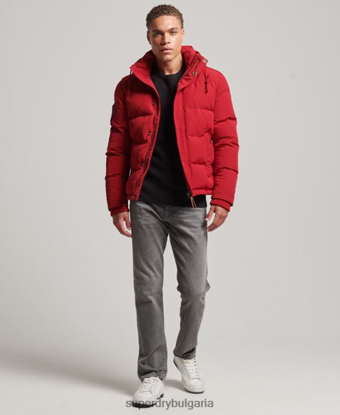 Superdry облекло N00H1135 червен мъже пухено яке everest с качулка