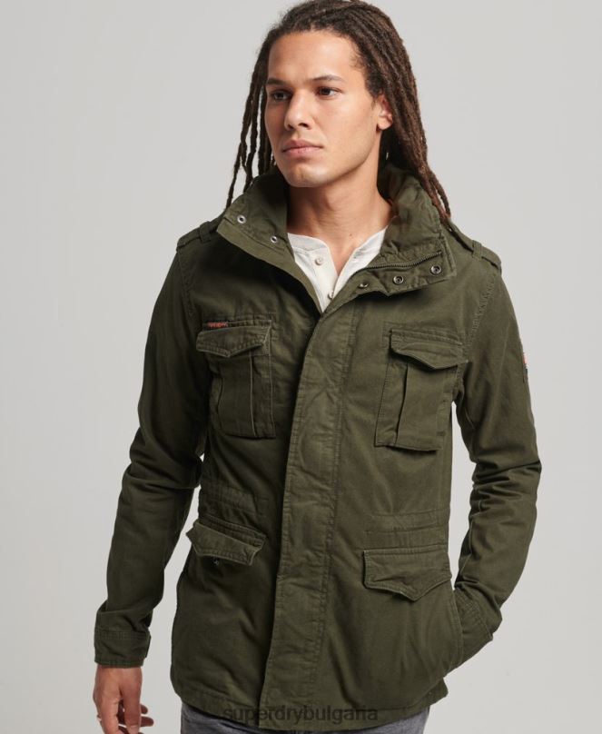 Superdry облекло N00H1137 зелено мъже новобранец тежко полево яке