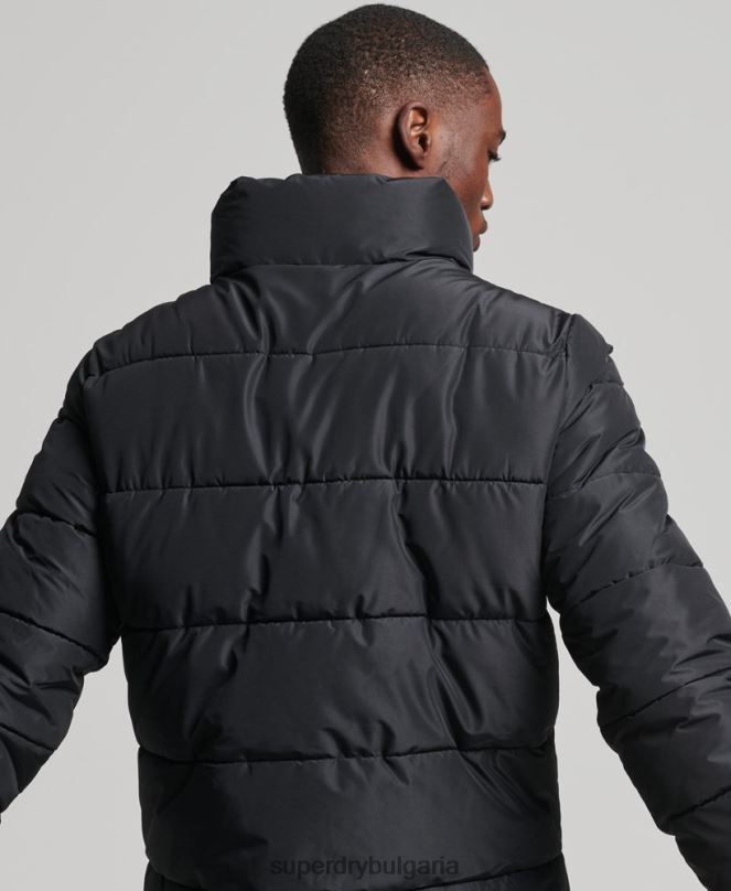 Superdry облекло N00H1140 черен мъже спортно пухено яке без качулка