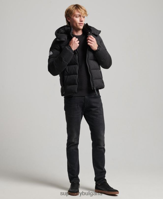 Superdry облекло N00H1143 черен мъже микрофибърно планинско пухено яке