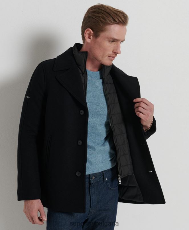 Superdry облекло N00H1145 черен мъже късо подплатено яке studios