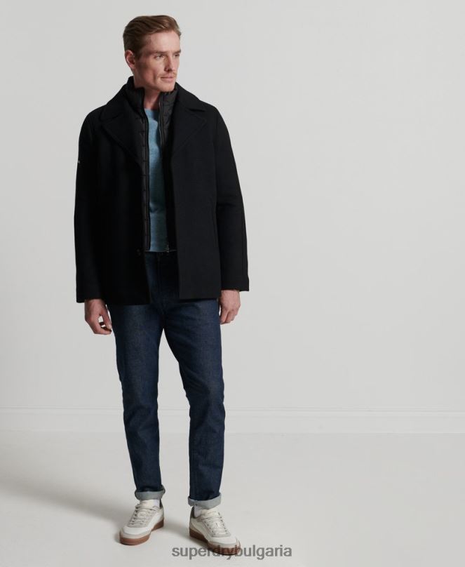 Superdry облекло N00H1145 черен мъже късо подплатено яке studios