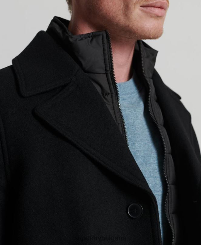 Superdry облекло N00H1145 черен мъже късо подплатено яке studios