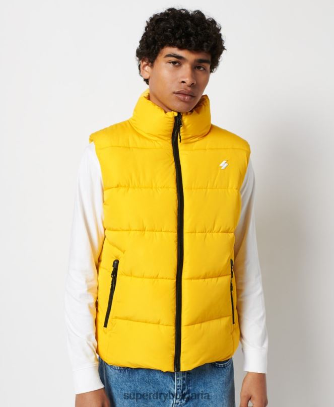 Superdry облекло N00H1156 жълто мъже спортна жилетка без качулка