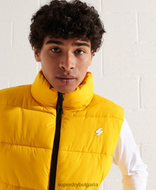 Superdry облекло N00H1156 жълто мъже спортна жилетка без качулка