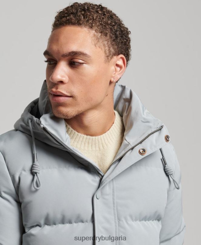 Superdry облекло N00H1158 светло синьо мъже пухено яке everest с качулка