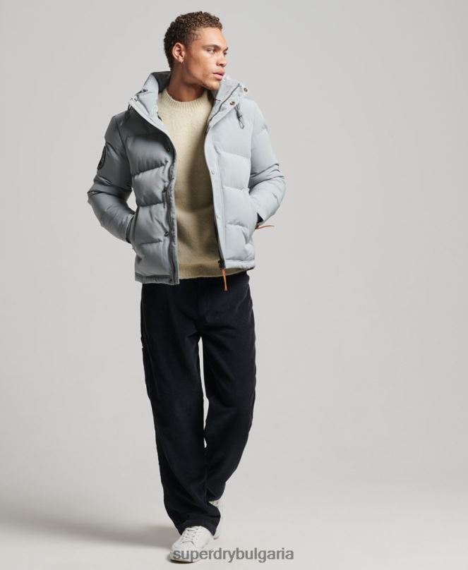Superdry облекло N00H1158 светло синьо мъже пухено яке everest с качулка