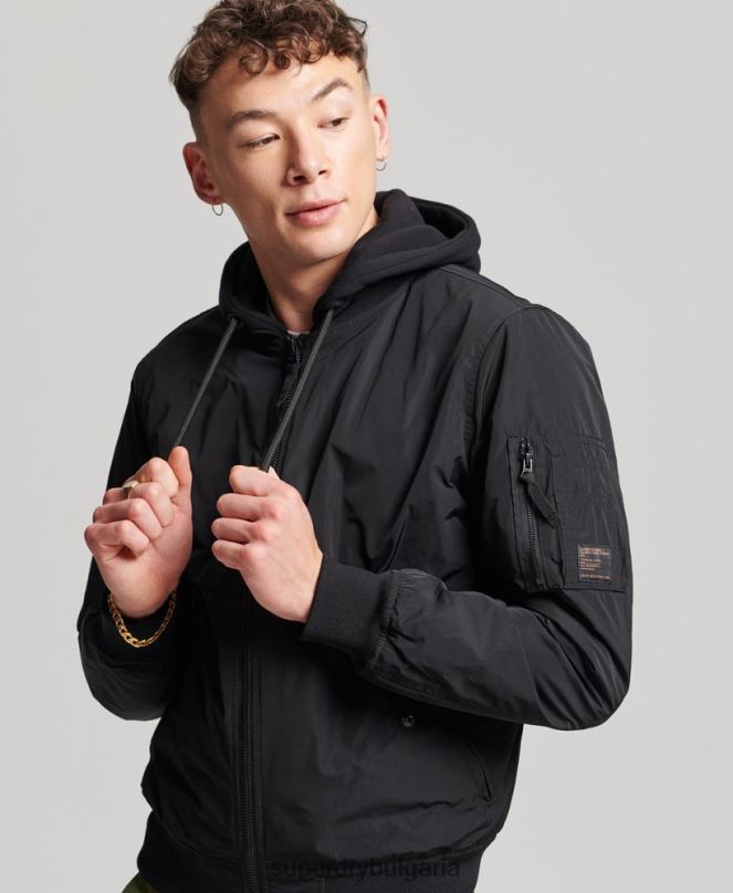 Superdry облекло N00H1159 черен мъже военно бомбено яке