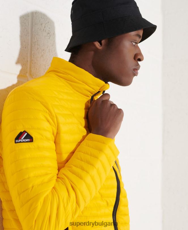 Superdry облекло N00H1161 жълто мъже микро юрган Packaway Fuji яке