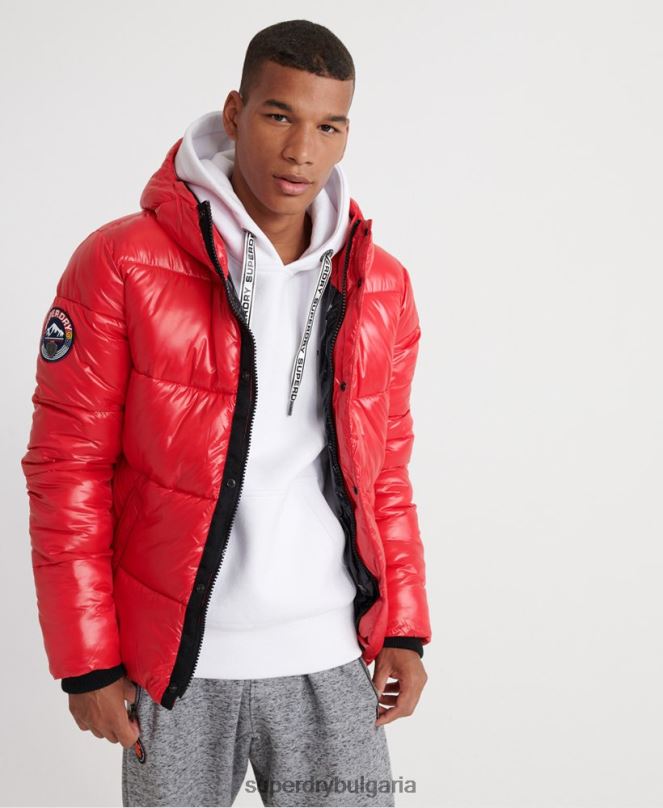 Superdry облекло N00H1163 червен мъже бомбър яке с висок блясък