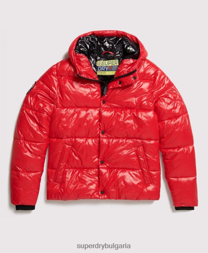 Superdry облекло N00H1163 червен мъже бомбър яке с висок блясък