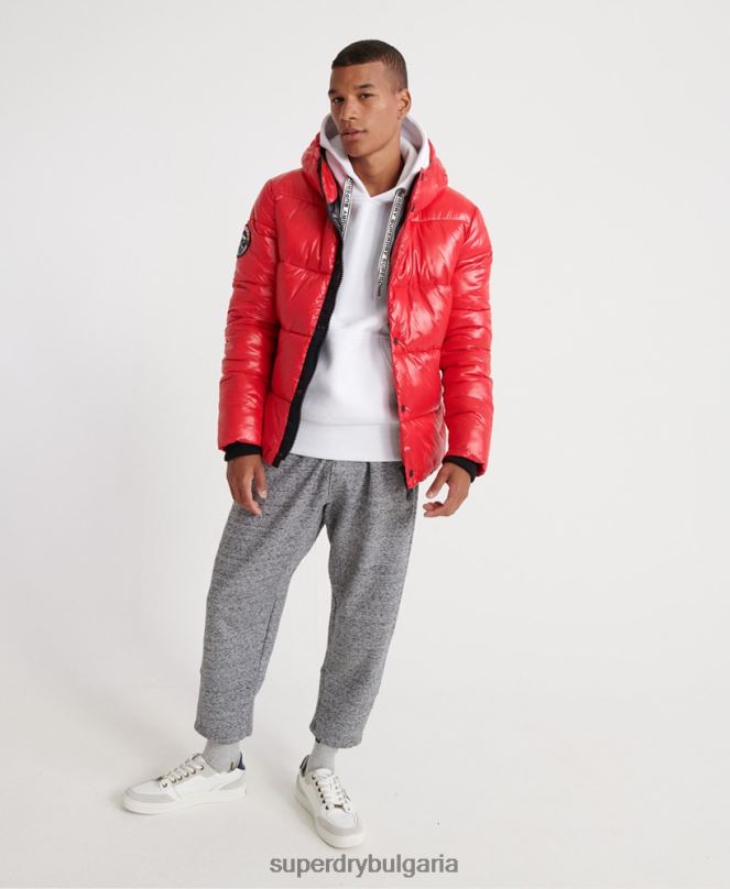 Superdry облекло N00H1163 червен мъже бомбър яке с висок блясък
