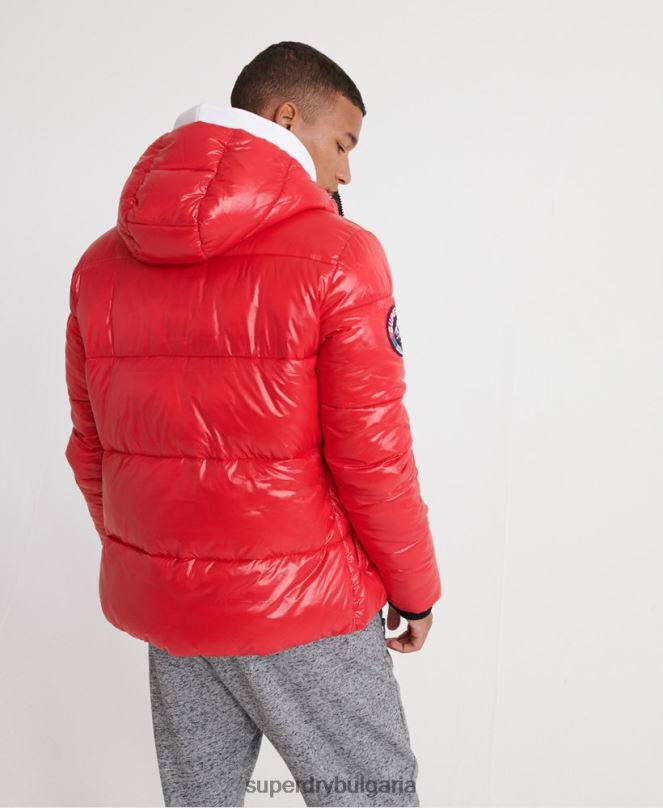 Superdry облекло N00H1163 червен мъже бомбър яке с висок блясък