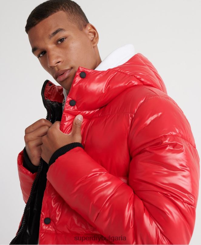 Superdry облекло N00H1163 червен мъже бомбър яке с висок блясък
